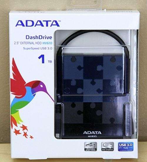 ADATA HV610 1TB External Hard Drive, Black and Blue, removable puzzle
