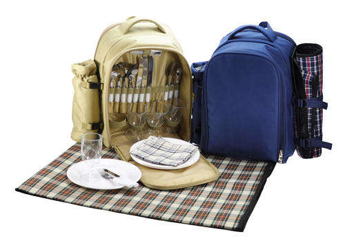 4 Person Picnic Set with Blanket + Carry Bag