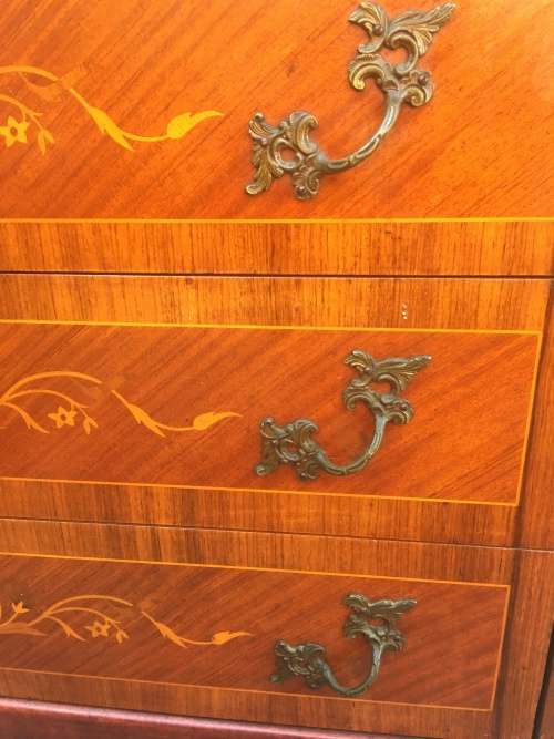 Stunning !!!!! Louis XV Style Cylinder Top Writing Bureau With Inlay Marquetry