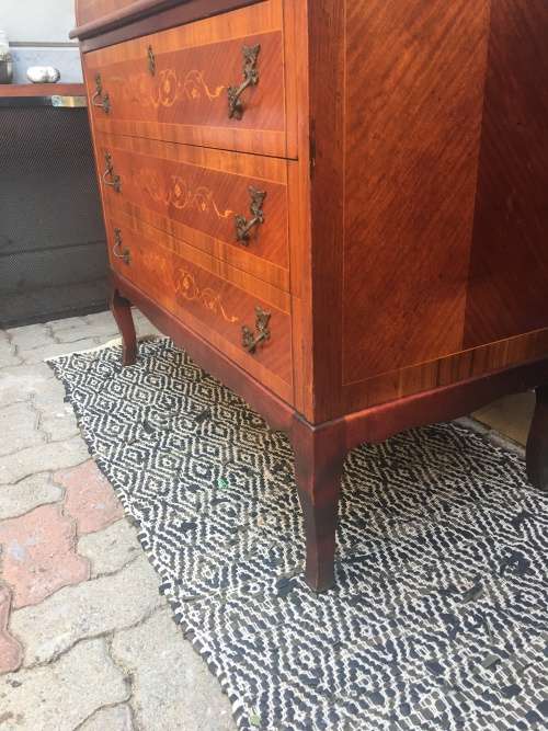 Stunning !!!!! Louis XV Style Cylinder Top Writing Bureau With Inlay Marquetry
