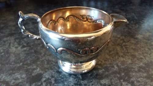 EM-ESS  FOOTED CREAMER , BLANK VIKING PLATE MADE IN CANADA EP COPPER LEAD MOUNTS.