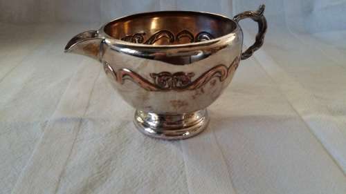 EM-ESS  FOOTED CREAMER , BLANK VIKING PLATE MADE IN CANADA EP COPPER LEAD MOUNTS.