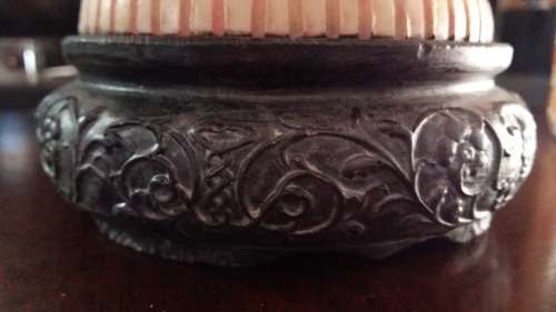 Stunning Vintage Faux ivory Chinese carved vase. Signed by artist