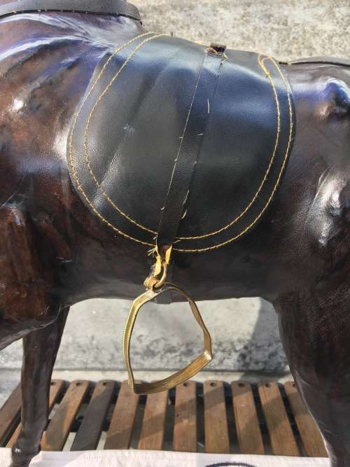 STUNNING LARGE GENUINE LEATHER HORSE STATUE