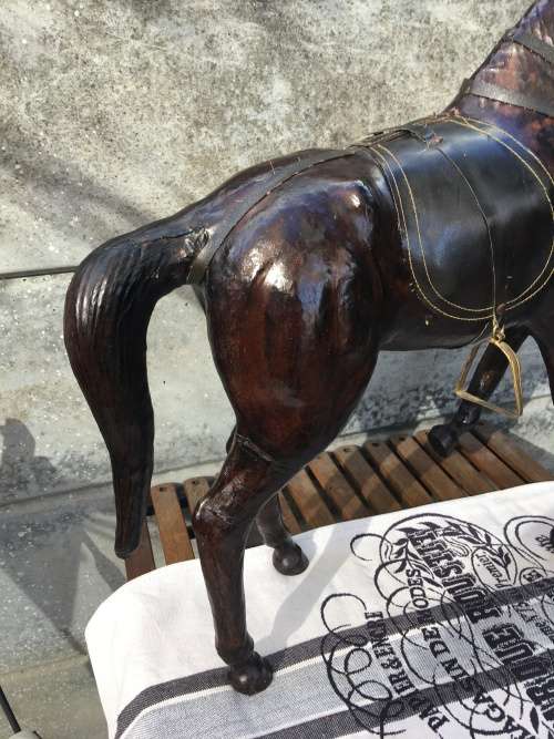 STUNNING LARGE GENUINE LEATHER HORSE STATUE
