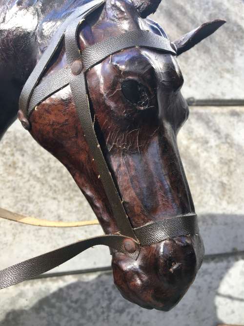 STUNNING LARGE GENUINE LEATHER HORSE STATUE