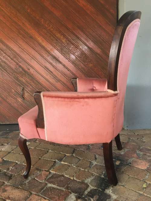 Incredible vintage button back Queen Anne armchair in lovely condition