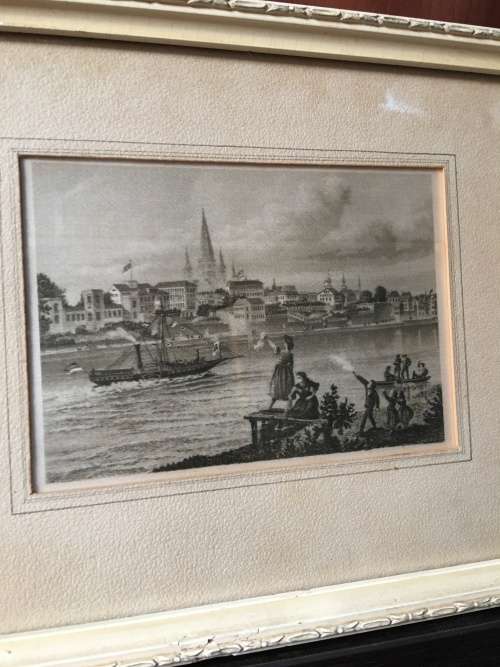 Beautiful framed silk lithograph in a wooden frame
