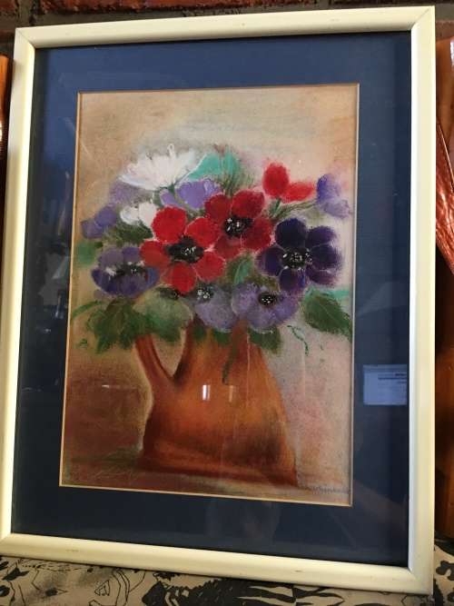 STUNNING FRAMED FLORAL WATER COLOR SIGNED BY S.GRUNBAUR