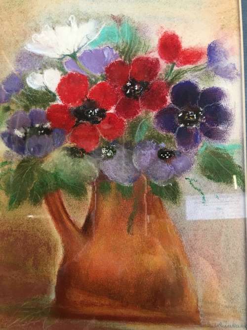 STUNNING FRAMED FLORAL WATER COLOR SIGNED BY S.GRUNBAUR