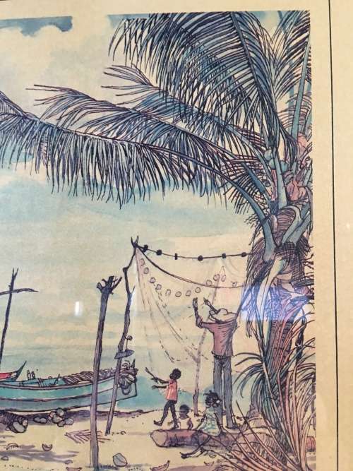 Stunning Framed water color by renowned artist Jill Walker "Petit Piton" St Lucia West Indies