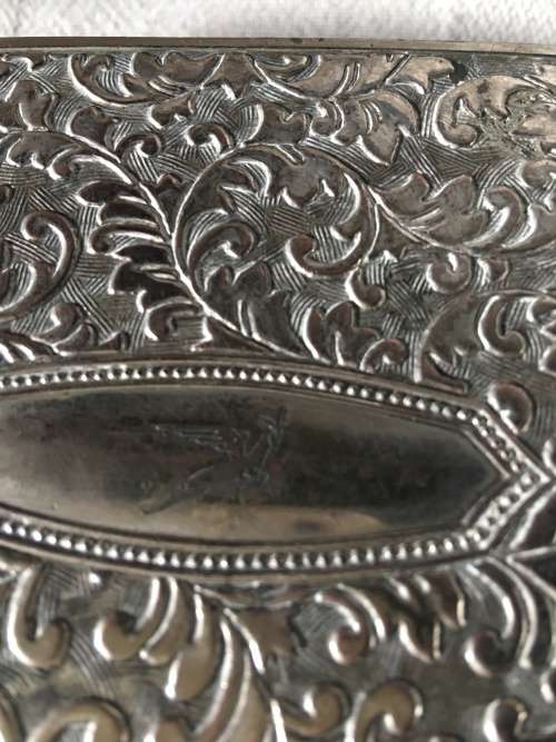 GORGEOUS HEAVY SILVER PLATED JEWELRY BOX WITH SAL LOGO