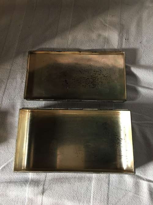 GORGEOUS HEAVY SILVER PLATED JEWELRY BOX WITH SAL LOGO