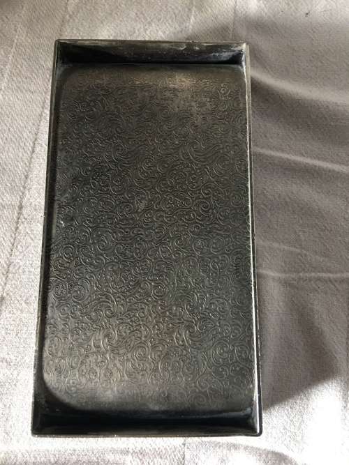 GORGEOUS HEAVY SILVER PLATED JEWELRY BOX WITH SAL LOGO