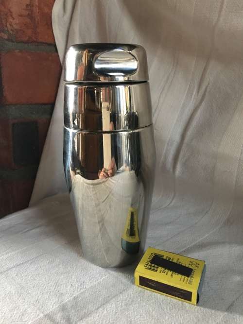 VINTAGE 3 PART STAINLESS STEEL ALFRA ALESSI ITALIAN COCKTAIL SHAKER 1957