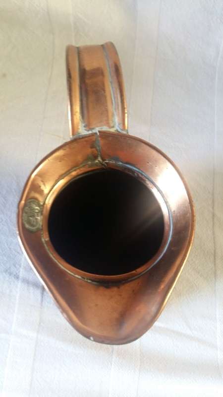 Stunning Antique Copper Quart Jug with stamp of Crown and Initials, Clearly marked