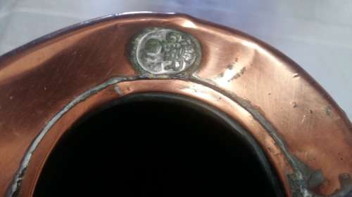 Stunning Antique Copper Quart Jug with stamp of Crown and Initials, Clearly marked
