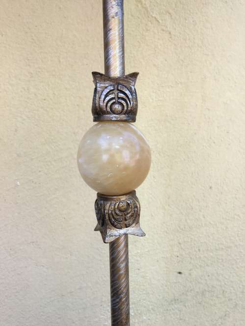 GORGEOUS PAIR TALL FAUX BRASS AND MARBLE LAMPS WITH STUNNING TASSELED SHADES