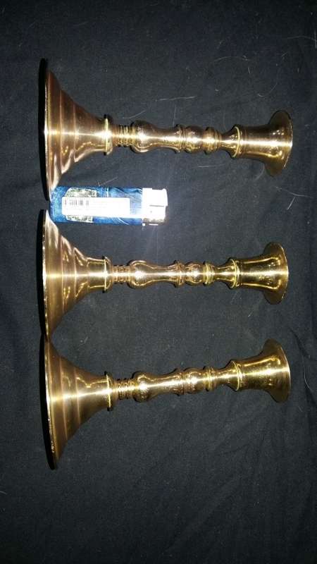 3 Solid  Brass candle stick holders