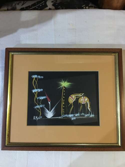 WOW !!! A STUNNING FRAMED PAINTING BY FAMOUS CONGO ARTIST R.MUNISA 1980's