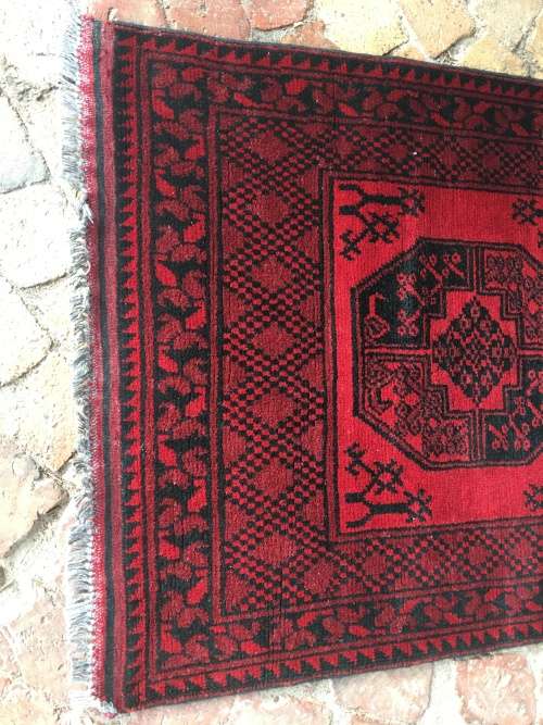 GORGEOUS GENUINE WOOL HAND KNOTTED AFGHAN PERSIAN RUNNER 3750 X 830mm