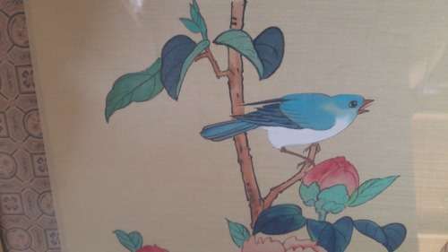 Beautiful Vintage Chinese Silk Painting Signed and stamped 42cm x 32.5cm