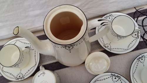 Rare Shelley China Demitasse Set, Circa 1910. stamped and numbered.