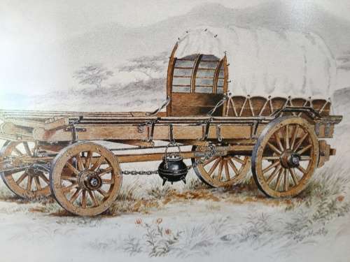 WOW !!! A STUNNING FRAMED PRINT OF AN OX WAGON signed by famous Veld Sketchbook artist JEFF HUNTLY