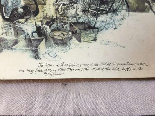 WOW !!! AN OLD PRINT ON BLOCK BOARD "The Attic"