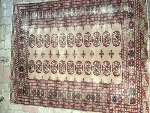 WELL WORN GENUINE WOOL HAND KNOTTED BOKHARA PERSIAN CARPET 1540 X 1250mm