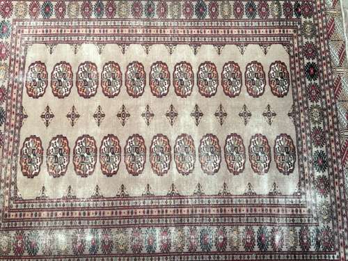 WELL WORN GENUINE WOOL HAND KNOTTED BOKHARA PERSIAN CARPET 1540 X 1250mm