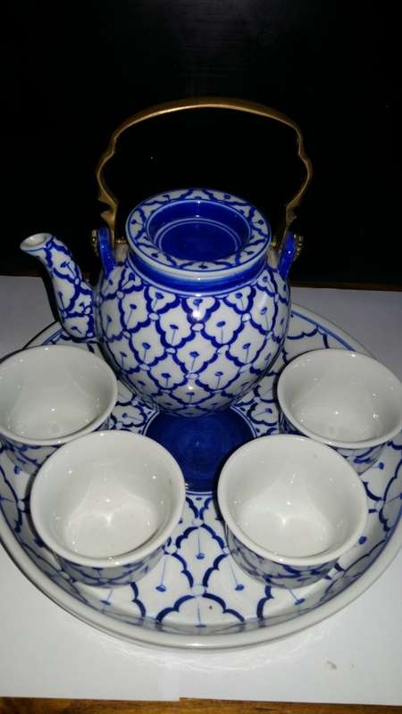 Thailand Blue and white Tea Set and Sweet Tray.