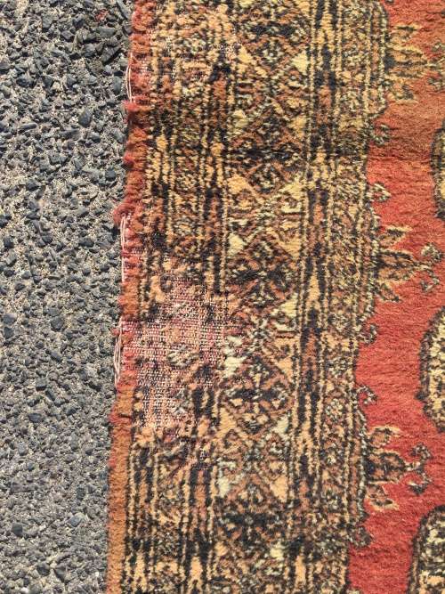 VERY WELL WORN GENUINE WOOL HAND KNOTTED BOKHARA PERSIAN CARPET RUNNER  3570 X 770mm