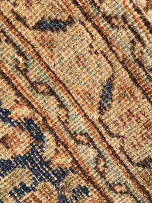 WELL WORN ANTIQUE HAND KNOTTED PURE WOOL PERSIAN PRAYER MAT 790 X 530mm