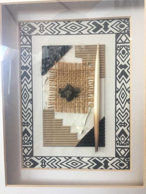 STUNNING FRAMED BOXED AFRICAN ARTWORK WITH A WATER BUFFALO