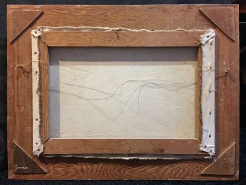An incredible framed oil on canvas of a cottage scene in an antique frame signed A.L.Kleu