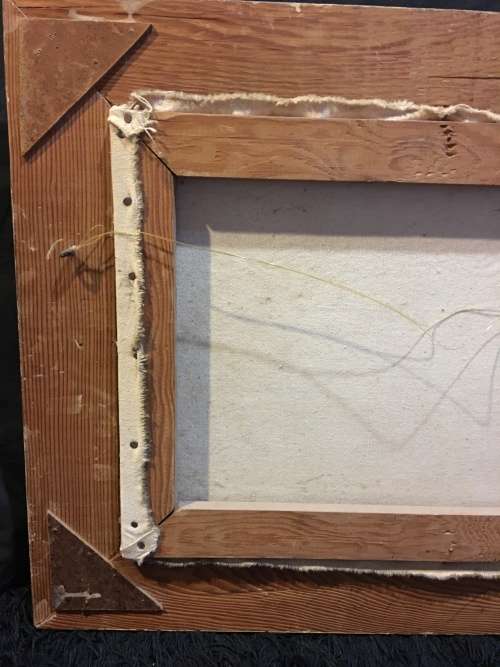 An incredible framed oil on canvas of a cottage scene in an antique frame signed A.L.Kleu