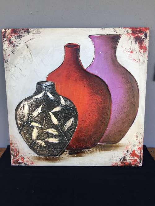 WOW !!! BEAUTIFUL OIL ON CANVAS IN A BOX FRAME 600 X 600mm