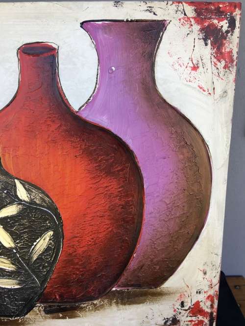 WOW !!! BEAUTIFUL OIL ON CANVAS IN A BOX FRAME 600 X 600mm