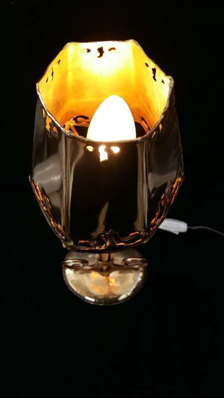 Wow!!! Stunning Vintage Art Genuine Solid Brass Lamp and solid brass lamp shade . 45 cm High
