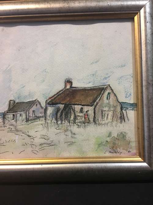 STUNNING FRAMED VINTAGE MIXED MEDIA LANDSCAPE SIGNED L.NEETLING,1981