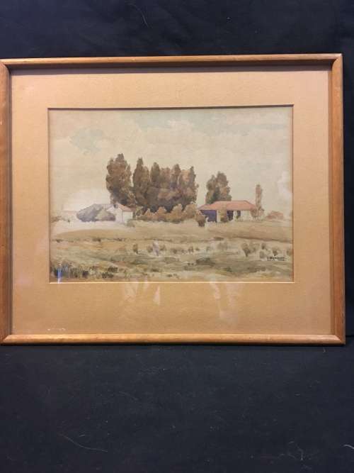 STUNNING FRAMED VINTAGE WATER COLOR SIGNED H.STEINBRUCK, c1945