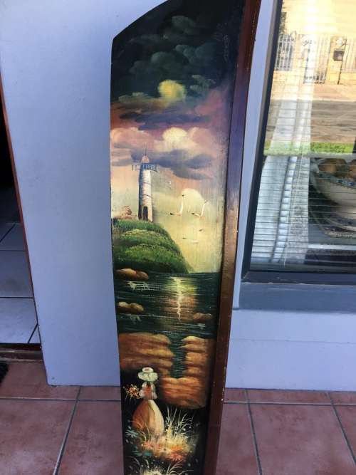 WOW !!! HAND PAINTED BOAT SHAPED BOOK SHELF ,CORNER DISPLAY CABINET