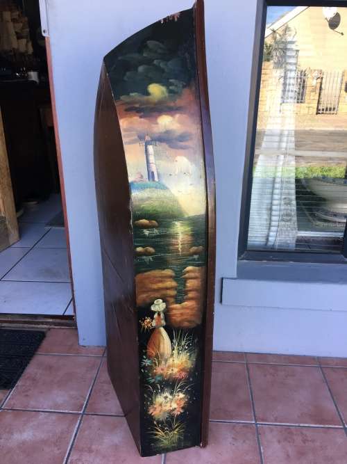 WOW !!! HAND PAINTED BOAT SHAPED BOOK SHELF ,CORNER DISPLAY CABINET