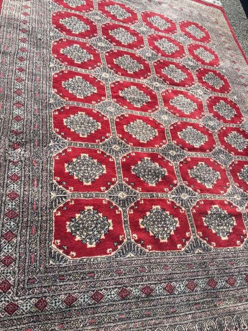 STUNNING !!!  LARGE PURE WOOL HAND MADE MORI BOKHARA PERSIAN CARPET 3040 X 2140mm