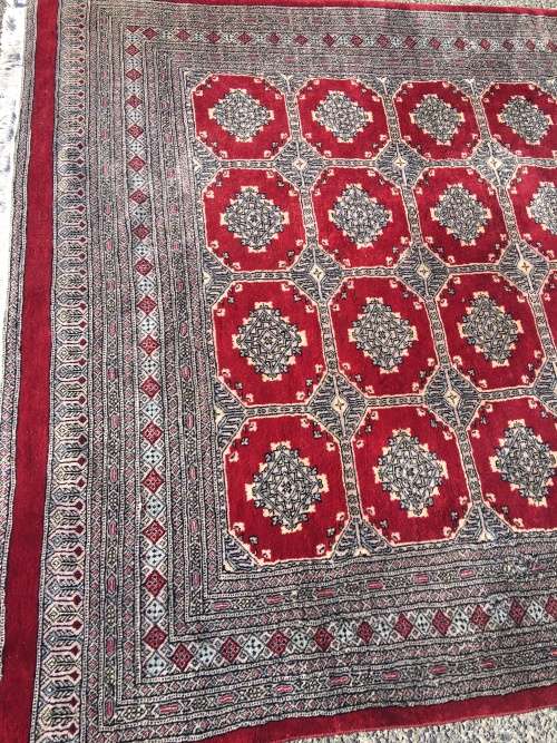 STUNNING !!!  LARGE PURE WOOL HAND MADE MORI BOKHARA PERSIAN CARPET 3040 X 2140mm