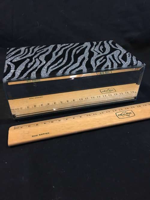 WOW !! STUNNING ZEBRA DESIGN STYLE BEVELED MIRROR SURROUND JEWELRY BOX