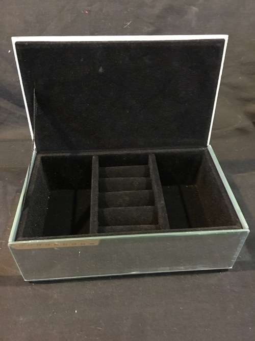 WOW !! STUNNING ZEBRA DESIGN STYLE BEVELED MIRROR SURROUND JEWELRY BOX