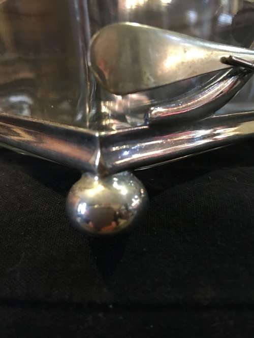 WOW !! FANTASTIC VINTAGE SILVER PLATED CAVIAR BOWL WITH THE ACCOMPANYING SERVING SPOON AND FORK