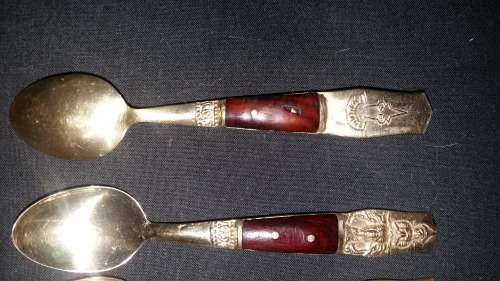 Collectible Set of 6 Vintage Thailand Siam, Brass and Teak Spoons.